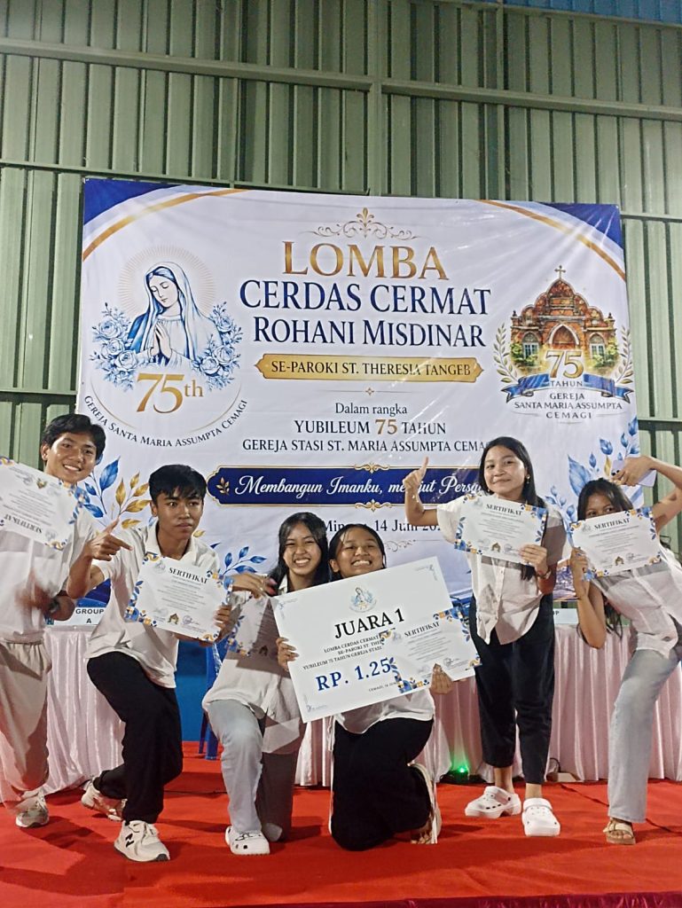 Lomba Cerdas Cermat Rohani Misdinar Minggu, 14 Juni 2026 Lomba Cerdas Cermat Rohani Misdinar Se-Paroki St. Theresia Tangeb dalam rangka Yubileum 75 Tahun Gereja Stasi St. Maria Assumpta Cemagi