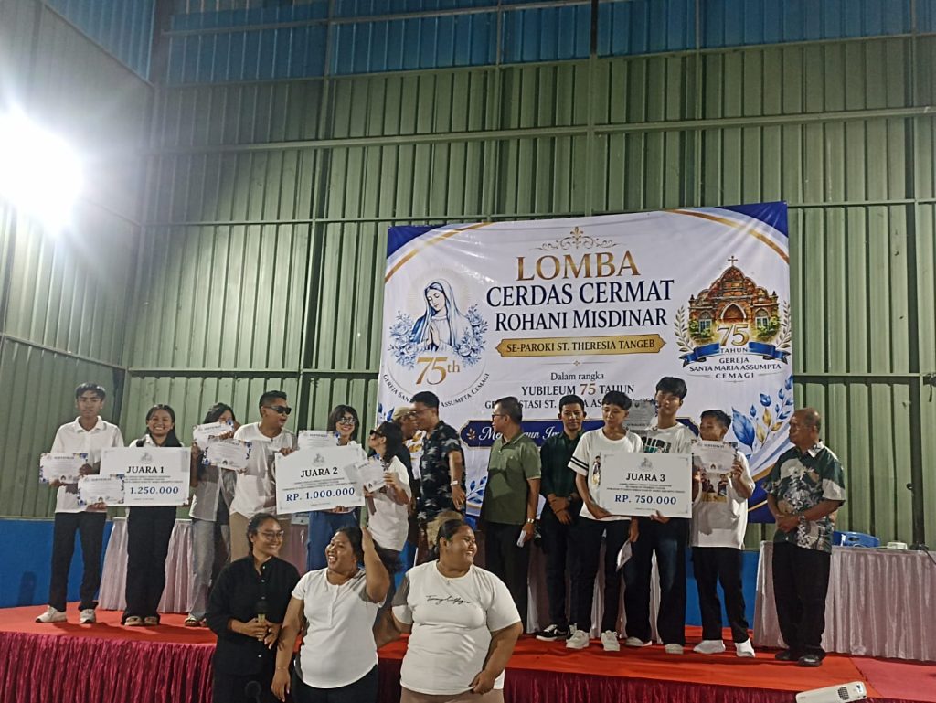Lomba Cerdas Cermat Rohani Misdinar Minggu, 14 Juni 2026 Lomba Cerdas Cermat Rohani Misdinar Se-Paroki St. Theresia Tangeb dalam rangka Yubileum 75 Tahun Gereja Stasi St. Maria Assumpta Cemagi