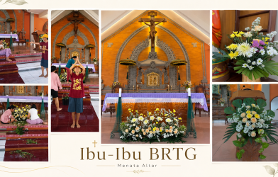 BRTG Kristus Raja Abianbase Menghias Altar Menyambut Misa Minggu